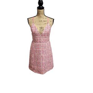 House of Harlow 1960 pink white tweed strappy midi dress w/zipper*, size med